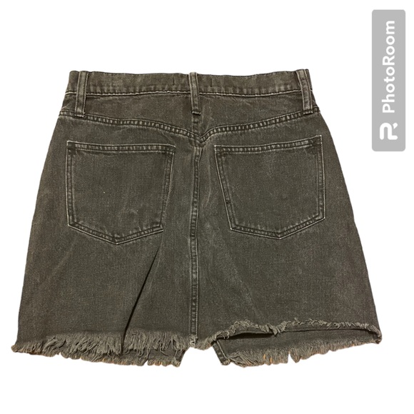 Madewell Raw Hem Notch Cut out Black High Waisted Denim Mini Skirt Size 27 - Picture 4 of 5
